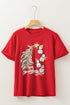 Festive Holiday Snowman Graphic Print Short Sleeve Crewneck T Shirt