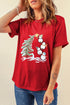 Festive Holiday Snowman Graphic Print Short Sleeve Crewneck T Shirt