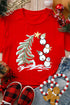 Festive Holiday Snowman Graphic Print Short Sleeve Crewneck T Shirt