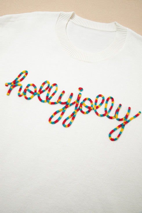 Festive Holly Jolly Script Graphic Pullover Sweater