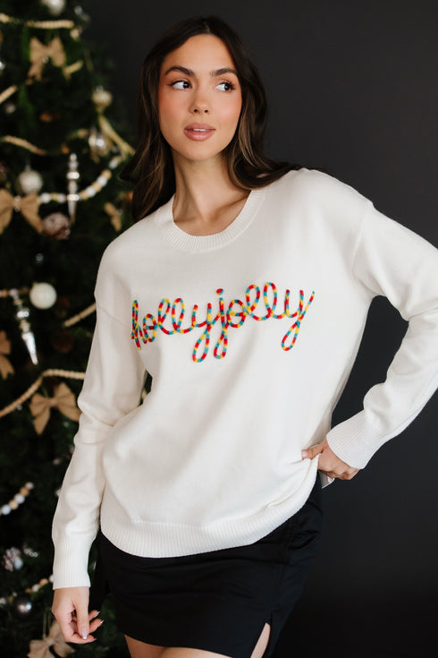 Festive Holly Jolly Script Graphic Pullover Sweater