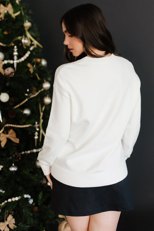 Festive Holly Jolly Script Graphic Pullover Sweater