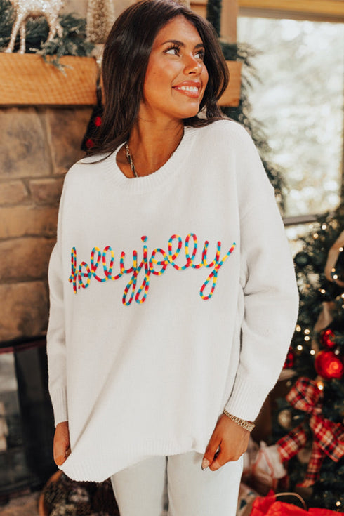 Festive Holly Jolly Script Graphic Pullover Sweater