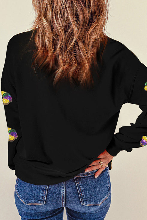 Festive King Cake Graphic Crew Neck Sweatshirt