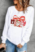 Festive Merry Christmas Santa Bow Graphic Crewneck Sweatshirt