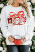 Festive Merry Christmas Santa Bow Graphic Crewneck Sweatshirt