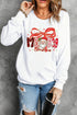Festive Merry Christmas Santa Bow Graphic Crewneck Sweatshirt