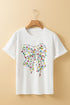 Festive Merry Era Lights Bow Graphic Short Sleeve Tee