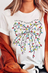 Festive Merry Era Lights Bow Graphic Short Sleeve Tee