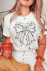 Festive Merry Era Lights Bow Graphic Short Sleeve Tee