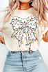 Festive Merry Era Lights Bow Graphic Short Sleeve Tee