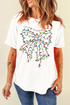 Festive Merry Era Lights Bow Graphic Short Sleeve Tee