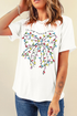 Festive Merry Era Lights Bow Graphic Short Sleeve Tee