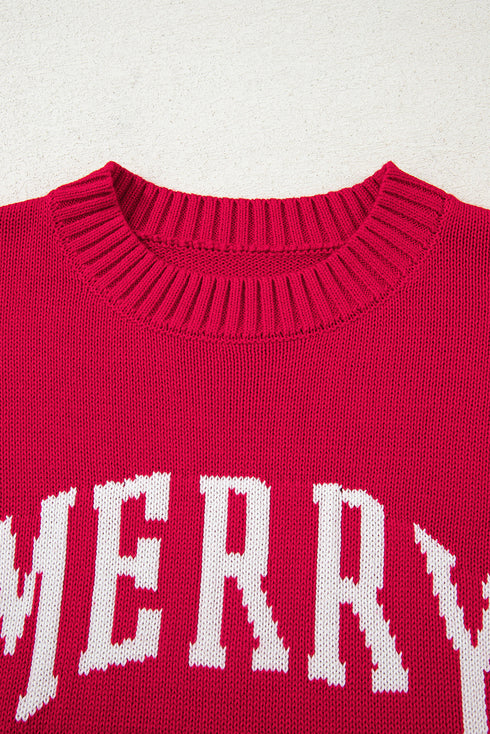 Festive Merry Graphic Crew Neck Knit Sweater