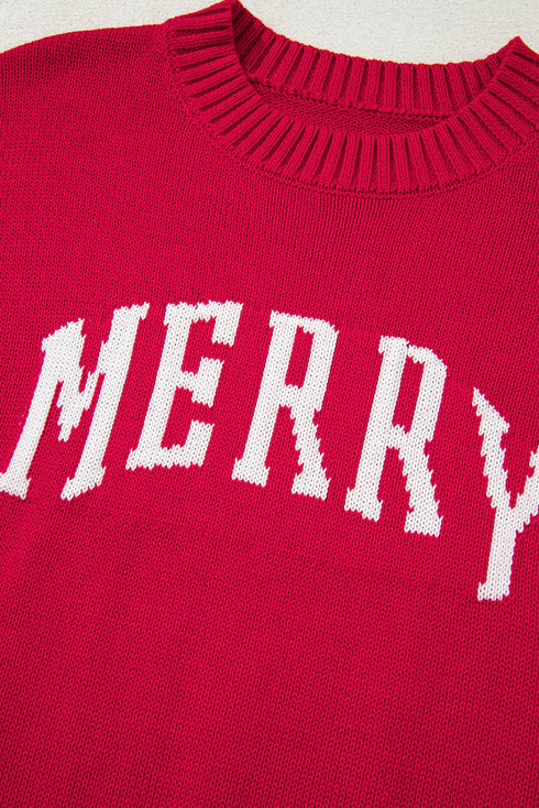 Festive Merry Graphic Crew Neck Knit Sweater