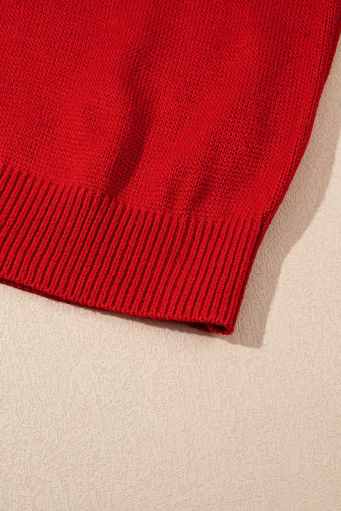 Festive Merry Graphic Sequin Sleeve Turtleneck Sweater