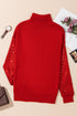 Festive Merry Graphic Sequin Sleeve Turtleneck Sweater