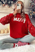 Festive Merry Graphic Sequin Sleeve Turtleneck Sweater