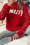 Festive Merry Graphic Sequin Sleeve Turtleneck Sweater
