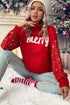 Festive Merry Graphic Sequin Sleeve Turtleneck Sweater