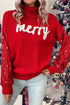 Festive Merry Graphic Sequin Sleeve Turtleneck Sweater