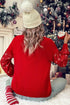 Festive Merry Graphic Sequin Sleeve Turtleneck Sweater