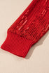 Festive Merry Graphic Sequin Sleeve Turtleneck Sweater