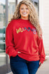 Festive Merry Letter Print Drop Shoulder Knit Sweater
