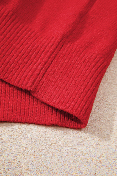 Festive Merry Letter Print Drop Shoulder Knit Sweater