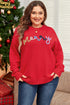 Festive Merry Letter Print Drop Shoulder Knit Sweater