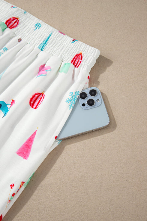 Festive Nutcracker And Tree Print Pajama Set