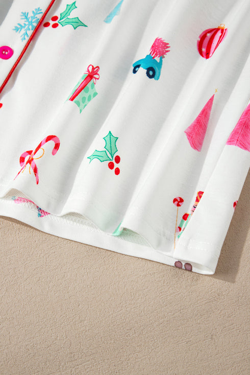 Festive Nutcracker And Tree Print Pajama Set