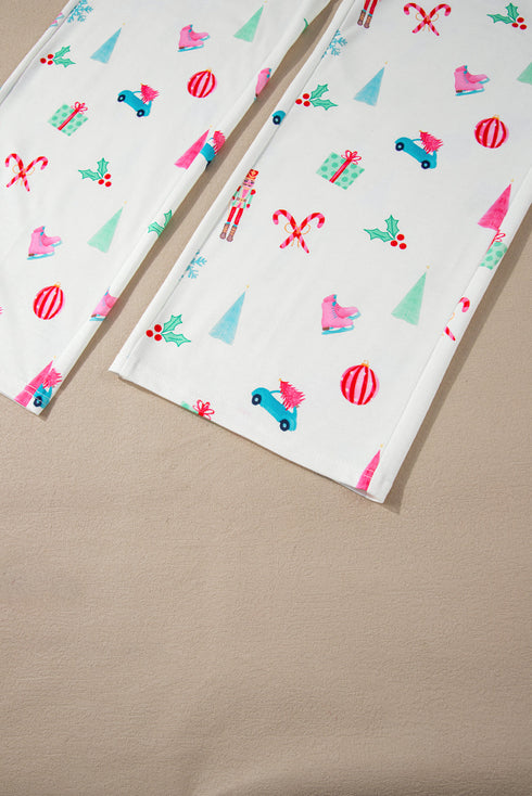 Festive Nutcracker And Tree Print Pajama Set