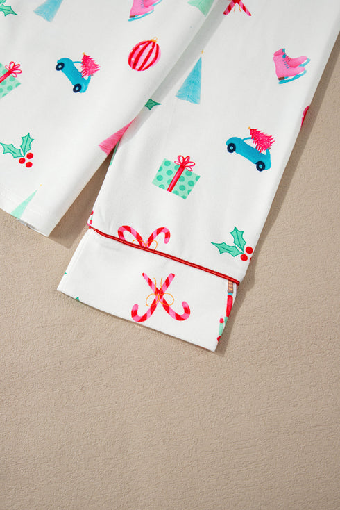 Festive Nutcracker And Tree Print Pajama Set