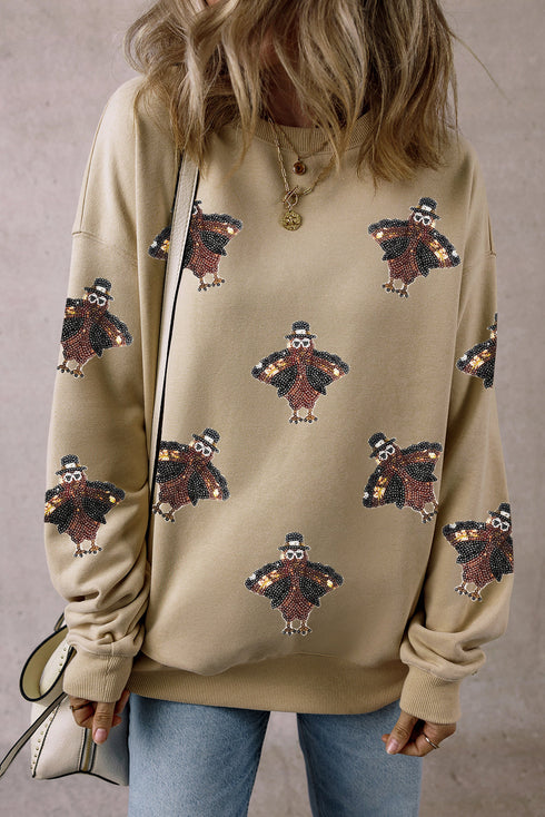 Festive Pilgrim Turkey Graphic Crew Neck Sweatshirt