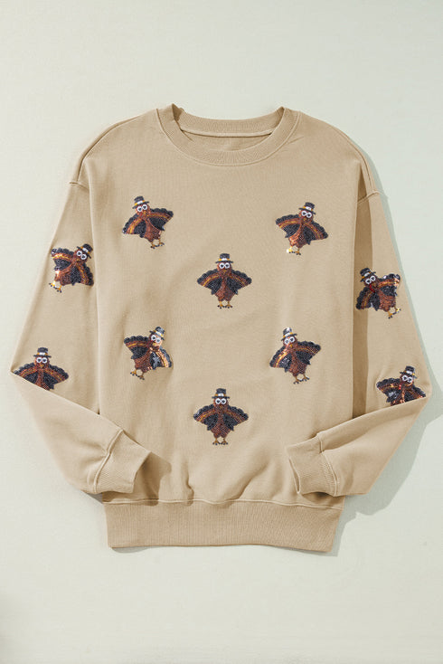 Festive Pilgrim Turkey Graphic Crew Neck Sweatshirt