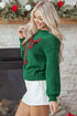 Festive Plaid Bow Graphic Crew Neck Knit Sweater