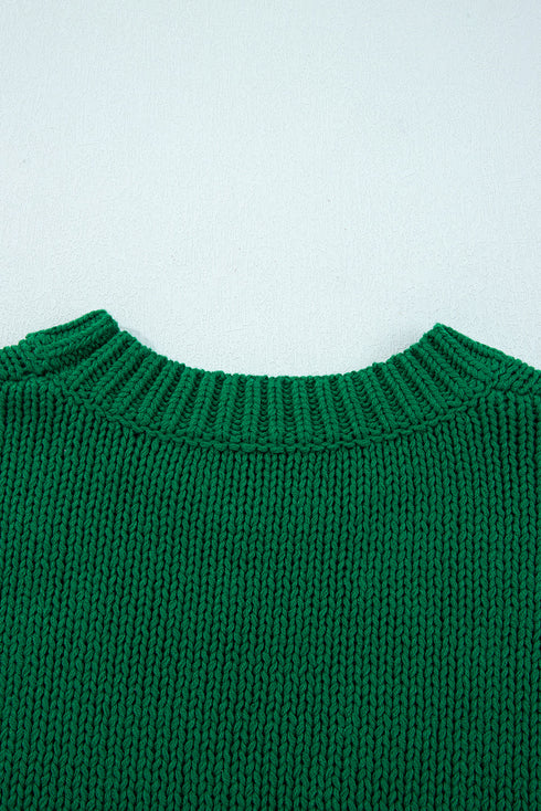 Festive Plaid Bow Graphic Crew Neck Knit Sweater