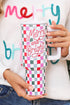 Festive Plaid Graphic Alloy Travel Tumbler With Handle