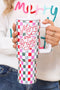 Festive Plaid Graphic Alloy Travel Tumbler With Handle