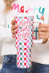 Festive Plaid Graphic Alloy Travel Tumbler With Handle