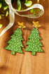 Festive Plaid Print Lightweight Wood Dangle Earrings