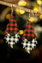 Festive Plaid Print Lightweight Wood Dangle Earrings