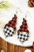 Festive Plaid Print Lightweight Wood Dangle Earrings