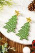 Festive Plaid Print Lightweight Wood Dangle Earrings
