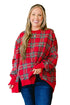 Festive Plaid Split Hem Tunic Long Sleeve Pullover Sweatshirt