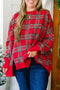 Festive Plaid Split Hem Tunic Long Sleeve Pullover Sweatshirt