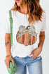 Festive Pumpkin Bow Graphic Crew Neck Shirt