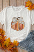 Festive Pumpkin Bow Graphic Crew Neck Shirt