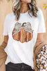 Festive Pumpkin Bow Graphic Crew Neck Shirt